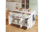 Sweiko 120X60X91Cm, Isola Da Cucina, Prese Di Corrente, Porte Usb, Cavo Di Rete Da 1,5M, Ripiani Regolabili, Maniglie In Metallo, Portasciugamani, Zona Bar, Adatto Per Appartamenti, Cucine E Ambienti Simili