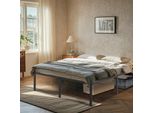 Yuenfong Struttura Letto Imbottita Letto Matrimoniale In Metallo, Letto Di Design Moderno Per Giovani Con Rete A Doghe Supporto Doghe In Legno, Struttura Letto, Letto In Metallo, Facile Montaggio, Nero, Letto Per Ospiti, 160 X 200 Cm