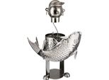 Gilde Flaschenhalter, "Petri Heil"", Metall, Silberfarben, , L. 12 Cm, B. 24 Cm, H. 31 Cm 65063"