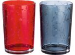 Gilde Windlicht, Zylindrisch, "Zweig"", Zweigmotiv, Blumenmuster, Glas, Rot, Schwarz, , 2 StüCk Wie Abgebildet, H. 18 Cm, D. 12 Cm 27233"