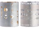 Gilde Windlicht (Led), Zylindrisch, "Indio"", Spruch, Glas, Grau, , 2 StüCk Wie Abgebildet, H. 13 Cm, D. 10 Cm 44932"