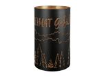 Gilde Windlicht, Zylindrisch, "Heimat GefüHl"", Spruch, Metall, Schwarz, , H. 20 Cm, D. 12 Cm 69140"