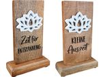 Gilde Standrelief, Rechteckig, "Lotus"", Lotusmotiv, Spruch, Mangoholz, Naturfarben, , 2 StüCk Wie Abgebildet, L. 5 Cm, B. 15 Cm, H. 32,5 Cm 51706"