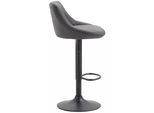 In And Outdoormatch Sgabello Da Bar In Pelle Jaime - Grigio Nero - Altezza Seduta 60-81 Cm - Sgabello Da Bar Ergonomico - Altezza Regolabile - Set Di 1 - Con Schienale - Per Cucina E Bar