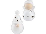 Gilde Windlicht, Santa, "Weihnachten"", Sternmuster, Keramik, Weiß, Ve 6, 2 StüCk Wie Abgebildet,, L. 11 Cm, B. 11 Cm, H. 16 Cm 55204"