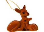 Decorazione Per Albero Di Natale In Plastica 9Cm Cervo Con Figura Di Cerbiatto Marrone