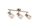 Lampada Da Parete E Soffitto Moderna In Ottone Tre Riflettori Vetro Ambra 3Xe14 40W Santia Italux