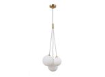 Perlos Italux PND-54456-3-HB Tripla Lampada A Sospensione In Ottone Sfere Di Vetro Bianche