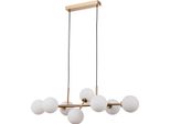 Mirellio Italux PND-66463-8-HB Lampada A Sospensione In Ottone Sfere Di Vetro Bianche