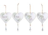 Gilde HäNger, Herz, "GräSerstrauß"", Spruch, Blumenmuster, Metall, Weiß, Ve 8, 4 StüCk Wie Abgebildet, B. 12 Cm, H. 28 Cm 67959"