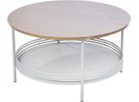 Gilde Beistelltisch, Rund, "Living"", Metall, Naturfarben, Weiß, Ve 1, L. 75 Cm, H. 40 Cm 74160"