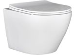 Vaso Wc Senza Bordo, Sospeso, Con Sedile Libero In Duroplast, Senza Flangia, Bianco