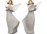 Gilde Figur, Engel, "Nancy"", Poly, Grau, Ve 4, 2 StüCk Wie Abgebildet, L. 6 Cm, B. 10 Cm, H. 17 Cm 55105"
