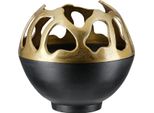 Gilde Windlicht, "Branca"", Aluminium, Schwarz, Goldfarben, Ve 1, H. 25 Cm, D. 26 Cm 57721"