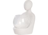 Gilde Windlicht, "People"", Keramik, Weiß, Ve 2, L. 11 Cm, B. 15 Cm, H. 20 Cm 58774"
