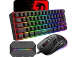 60% Tastiera Da Gioco Compatta Con Cavo, 61 Tasti, 11 Tasti Rgb Completi, Anti-Ghosting + Mouse Da Gioco Leggero, 2400 Dpi, Mouse Ottico Con Motivo A Nido D'ape