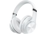 Doqaus Cuffie Bluetooth Over Ear, 90 Ore, Senza Fili, 3 Modalità Di Equalizzazione, Hifi Stereo, Pieghevoli, Auricolari Con Microfono, Cuscinetti Morbidi, Bianco