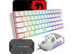 60% Tastiera Da Gioco Compatta Con Cavo, 61 Tasti, 11 Tasti Rgb Completi, Anti-Ghosting + Mouse Da Gioco Leggero, 2400 Dpi, Mouse Ottico Con Motivo A Nido D'ape