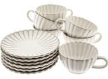Set Di Tazze Da Caffè Bloomy Con Piattini 220 Ml In Porcellana - 12 Pz