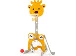 Costway Canestro 4 In 1 Per Bambini, Supporto Per Pallacanestro Regolabile In Altezza Con Canestro, Porta Da Calcio, Lancio Di Anelli, Golf, Palline E Mazza Da Golf, Per Bambini 3+Giallo