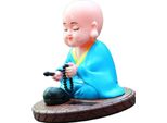 Piccolo Monaco Ornamento Solare Auto Annuendo Bussando Buddha Statua Giocattolo Per Auto Cruscotto Casa Desktop Decor Capodanno Cinese Regalo Blu