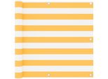 The Living Store Schermo Protettivo Per Balcone Bianco E Giallo 90X600 Cm Tessuto Oxford