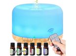 Mrs. Jones 500Ml Diffusore Di Oli Essenziali Umidificatore Ad Ultrasuoni Per Aromaterapia Con Oli Essenziali Led Umidificatore Per Aromaterapia 7 Colori Per Soggiorno Camera Da Letto Ufficio Yoga Con Timer - Silenzioso Con Luce D'atmosfera.