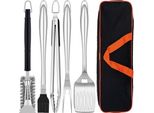 Set Di Accessori Per Barbecue In Acciaio Inox Da 6 Pezzi Con Borsa Per Il Trasporto - Pinze Per Barbecue, Spatola, Forchetta Per Barbecue, Spazzola Per Barbecue - Set Per Uomo - Regalo Di Natale Per Gli Appassionati Di Barbecue