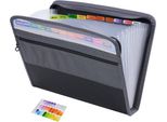 Cartella Per Progetti - A4 - Cartella Pieghevole Con Linguette - 13 Scomparti - Cartella Di Archiviazione/Selezione - Cartella A Scomparti - Cartella Per Documenti In Plastica Robusta - Cartella Di Scrittura Con Cerniera - Cartella Per Conferenze - Cartella Di Lavoro - Cartella Per Documenti - Nero - Portatile