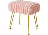 Pouf Rettangolare - Sedia Da Toeletta In Velluto - Gambe Dorate