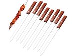 Confezione Da 8 Spiedini Piatti Da Shashlik Riutilizzabili (60 Cm) - In Acciaio Inox Con Manico In Legno - Spiedini Da Kebab Per Carne E Verdure - Accessori Per Barbecue