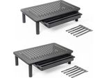 Supporto Per Monitor Con Cassetto, Regolabile In Altezza - Confezione Da 2 - Alzata Per Monitor Con Cassetto - Supporto Per Monitor - Supporto Per Monitor - Alzata Per Monitor/Laptop Per Scrivania - Alzata Per Schermo