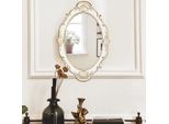 37 X 25 Cm Specchio Ovale Antico Decorativo Da Parete Specchio Vintage Da Appendere (Bianco)