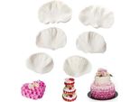 Set Di 6 Pezzi Di Fiori In Silicone - Rosa - Petali - Peonia - Per La Decorazione Di Torte, Stampo Per Cioccolato (Bianco)