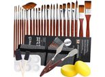 Set Di Pennelli In Nylon Da 32 Pezzi - Set Di Pennelli Professionali Per Pittura Acrilica E Acquerello - Per Principianti E Pittori Ambiziosi.