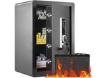 Cassaforte Premium - Cassaforte Elettronica - Con Password, Chiave E Sensore Di Impronte Digitali - Portafoglio Ignifugo Incluso - L 40 X L 33 X H 60 Cm - Ripiano Rimovibile - Con Allarme