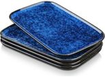 Piatti Da Portata Per 4 Persone, Stoviglie In Gres - Lavabili In Lavastoviglie E Microonde - Blu-Verde - Set Di Piatti Stern Vancasso Per 6 Persone