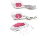 Set Di Posate Per Bambini, Per Bambini E Neonati A Partire Da 12 Mesi, Coltello, Forchetta E Cucchiaio Per Bambini, Posate Ergonomiche In Acciaio Inox, Per Aiutare Il Bambino A Mangiare In Modo Indipendente (Rosa Lampone)
