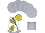 Set Di Sottobicchieri Per Bevande - Silicone Antiscivolo - 6 Pezzi - Grigio