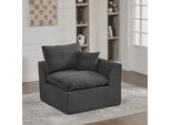 Lvhom Poltrona Modulare Con Cuscino, Divano Singolo In Tessuto A Coste Poltrona Reclinabile Poltrona Tv, Grigio Scuro