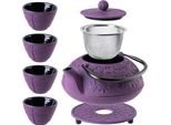 Kadax Bollitore In Ghisa Con Tazze Da Tè, Set Da Tè Giapponese, Set Da Tè (Viola)