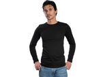 Camicia Da Uomo A Maniche Lunghe Con Scollo Rotondo. Nero: S