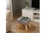 Cord Pouf - Poggiapiedi Imbottito Con Gambe In Legno