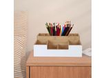 Organizzatore Da Scrivania In Bambù, 7 Scomparti - Ufficio, Cucina, Bagno