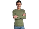 Camicia Da Uomo A Maniche Lunghe Con Scollo Rotondo. Oliva: M