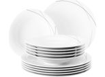 Servizio Da Tavola - Porcellana - Per 6 Persone - Bianco