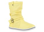 Mytrendshoe Stivali Donna Slip-On Stivali Sportivi Stivali Fibbia 70991, Colore: Giallo, Taglia: 40