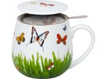 KöNitz Schmetterlingswiese Becher, Tasse, Teetasse, Mit Sieb Und Deckel, Porzellan, 420 Ml, 11 5 143 2277