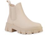 Van Hill Donna Stivaletti Stivali Piattaforma Tacco A Blocco Profilo Suola Scarpe 836326, Colore: Beige, Taglia: 38