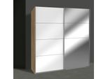 Armadio Easy Plus Ad Ante Scorrevoli 180X65X210Cm In Rovere Bianco Vetro